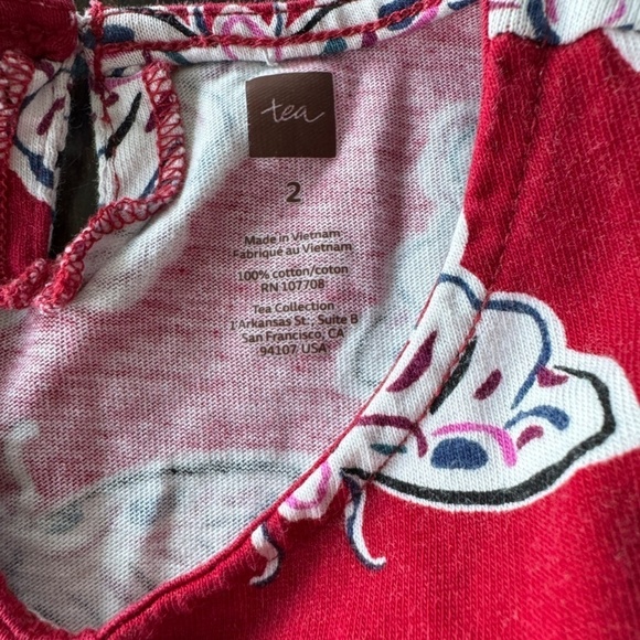Tea Collection Red Dress Moth Print sz 2 - Picture 3 of 5